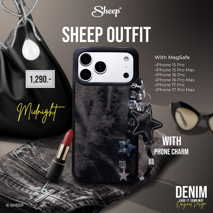 เดนิม Denim เคส case iPhone 17 Pro Max ไอโฟน ยีนส์ Jeans ถอดได้ magsafe แม่เหล็ก สี ดำ แถมฟรี keychain พวงกุญแจ