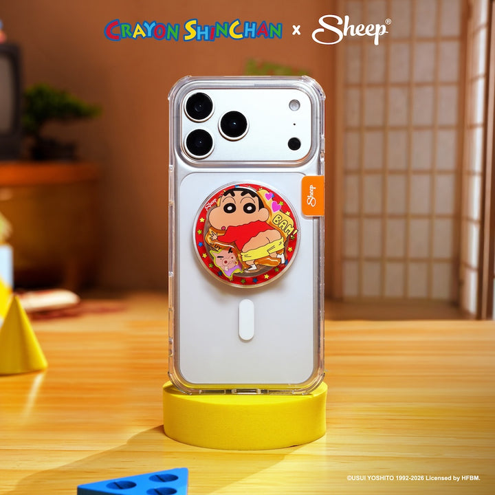 Phone Grip ชินจัง ที่แปะมือถือ Crayon Shinchan สีแดง ดีไซน์ Home ใช้คู่เคส ลิขสิทธิ์แท้ MagSafe