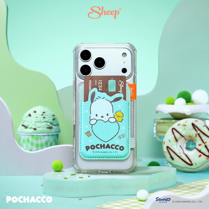 sheep phone wallet pochacco เคสใส่บัตร โปเชโกะ ใช้คู่เคส sanrio magsafe accessories ที่ใส่บัตร ลิขสิทธิ์แท้ สีเขียว