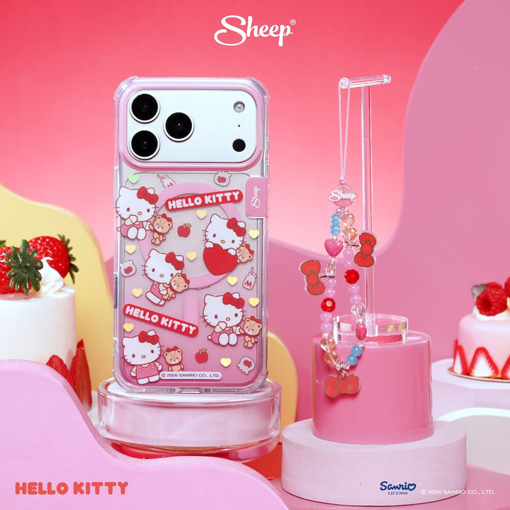 hello kitty iphone magsafe case canvas เคส ไอโฟน คิตตี้ ลิขสิทธิ์แท้ sanrio สีแดง ชมพู ลายน่ารัก ซานริโอ้ 17 pro max มีของแถม