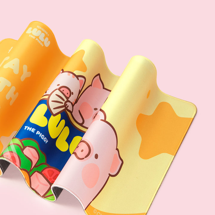 แผ่นรองเมาส์ หมู ลูลู่ สีเหลือง rock mouse pad lulu the piggy แผ่นใหญ่