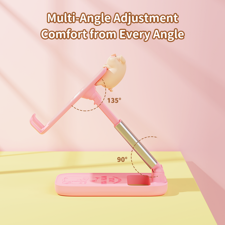 ที่ตั้งมือถือ หมู ลูลู่ สีชมพู ปรับได้ พับเก็บได้  rock phone stand lulu the piggy