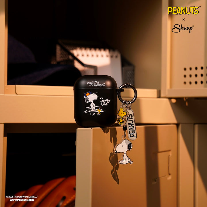 เคสแอร์พอต สนูปปี้ แถมพวงกุญแจ เคส Airpods Snoopy สีดำ Airpods Peanuts เคสSnoopy
