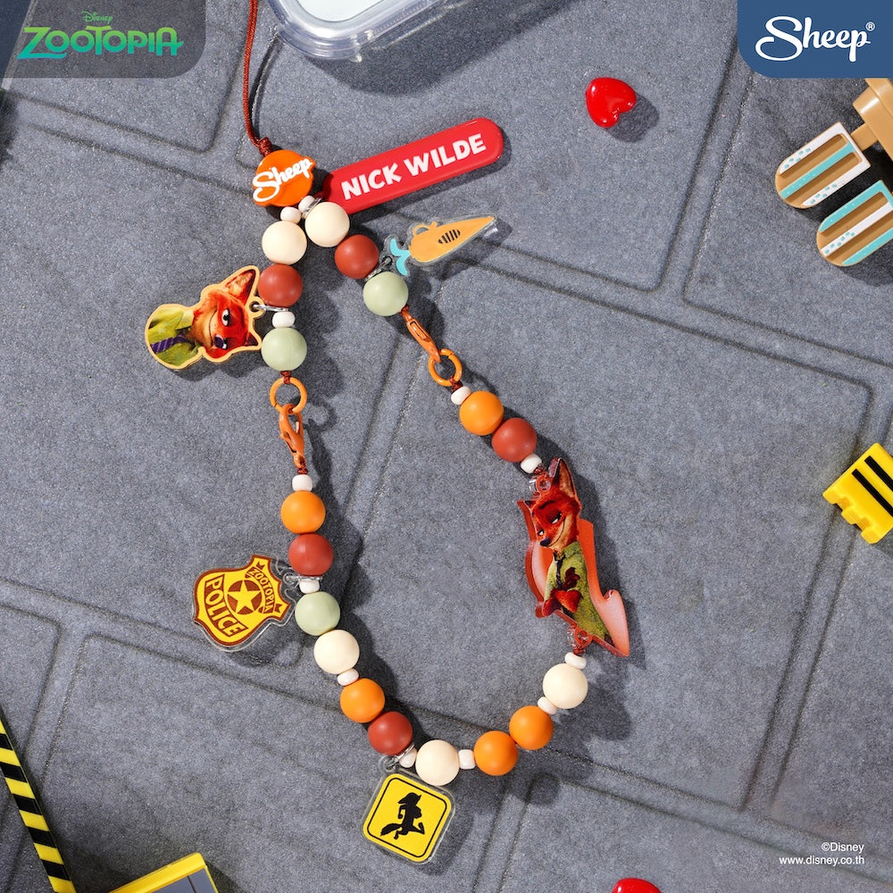 สายห้อยมือถือ ลูกปัด สีส้ม จิ้งจอก นิค ซูโทเปีย charm zootopia nick wilde ลิขสิทธิ์แท้ ดิสนีย์