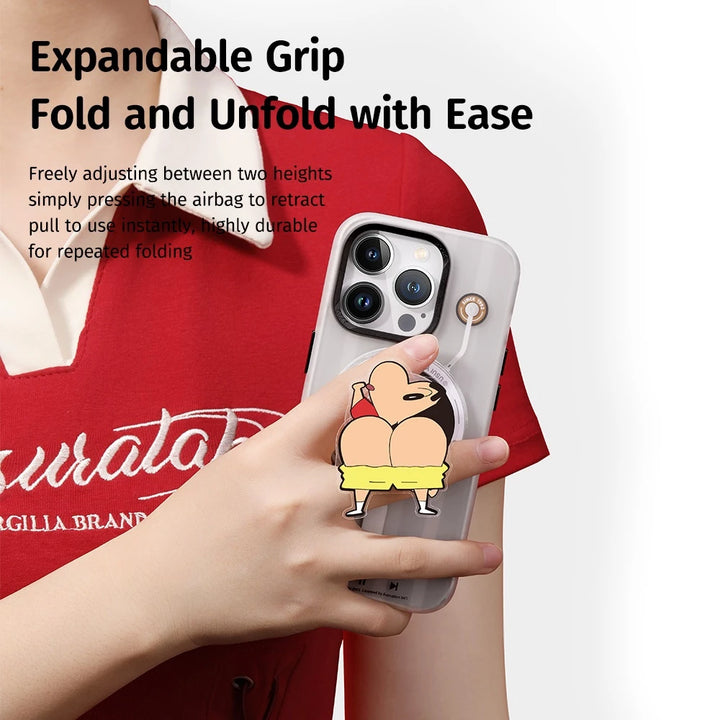 Rock griptok ชินจัง ดีไซน์กลม จับถนัดมือ ติดแน่นกับเคส Magsafe ลิขสิทธิ์แท้
