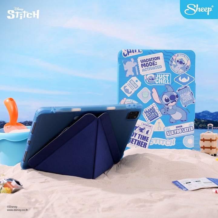 iPad stitch เคส ลายการ์ตูน Stitch พร้อมช่องใส่ปากกา เคสไอแพด สติชท์ สีฟ้า