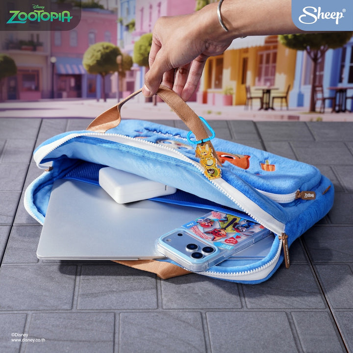 กระเป๋าใส่คอม zootopia สีน้ำเงิน ขนาด 16 นิ้ว macbook sleeve ลิขสิทธิ์แท้ นิค จูดี้