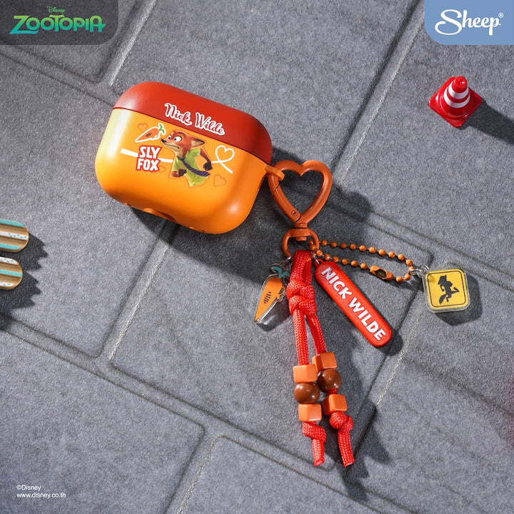 airpods case zootopia nick wilde ลายน่ารัก สีส้ม แถม พวงกุญแจ เคสแอร์พอด นิค จิ้งจอก ซูโทเปีย