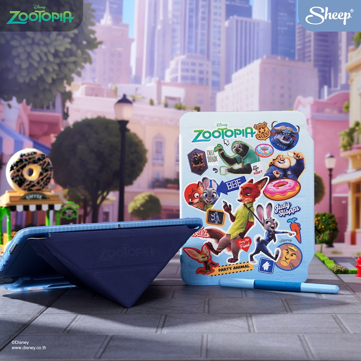 iPad case zootopia เคสไอแพด ซูโทเปีย ลิขสิทธิ์แท้ สีฟ้า สายจด สายเรียน กันงอ