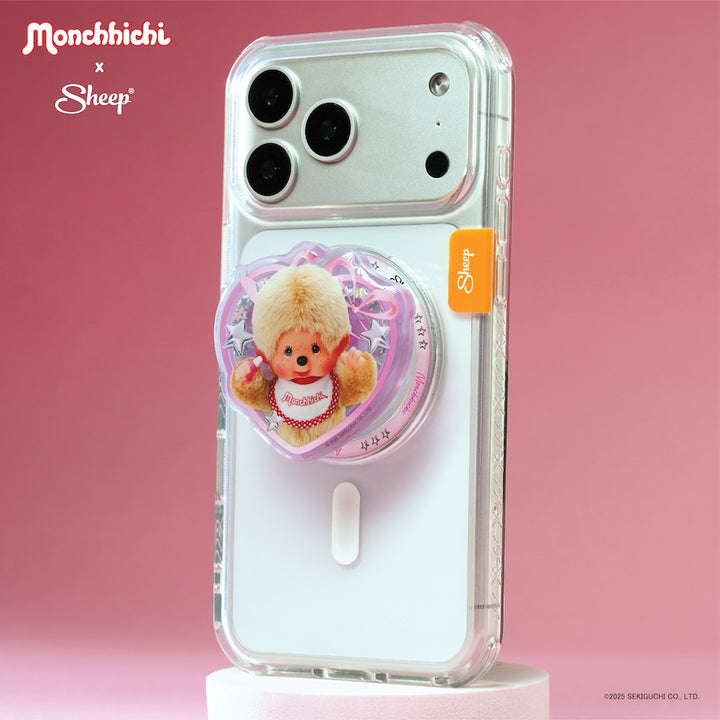 sheep phone grip ที่แปะมือถือ monchhichi beige เขย่าได้ ม่อนชิชิ สีเบจ ทอง ชมพู มอนชิชิ magsafe accessories