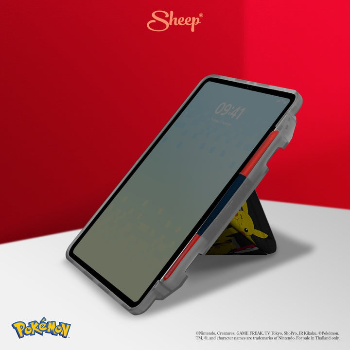 โปเกมอน ลิขสิทธิ์แท้ iPad Case เคส Pokémon Pikachu พิคาชู เคส  กันงอ ไอแพด สี ดำ น่ารัก ปลอกปากกา
