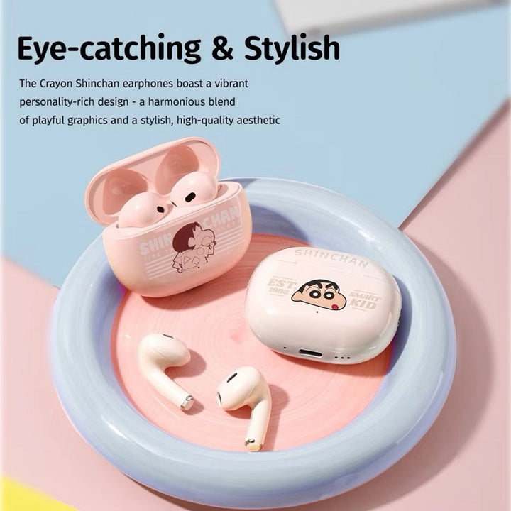 TWS earphones ลายการ์ตูน Rock Crayon Shinchan ลิขสิทธิ์แท้ หูฟังพกพา ดีไซน์น่ารัก ใช้งาน 4–5 ชั่วโมง