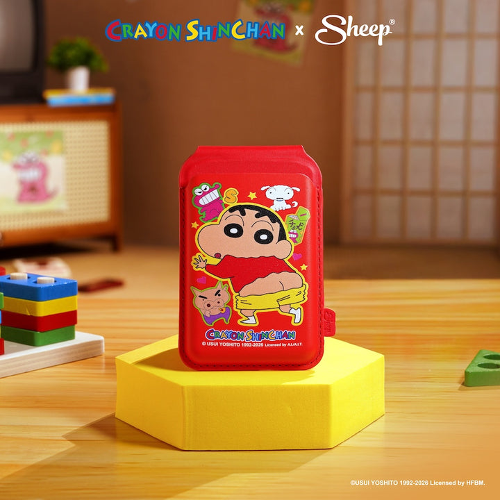 Crayon Shinchan ชินจัง ชิโร่ chocobi หมูบูริบูริซาเอมอน ที่ใส่บัตร แปะมือถือ สีแดง magsafe ใช้คู่เคส
