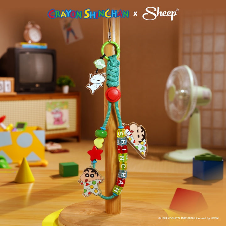 สายห้อยมือถือ Phone Charm ชินจัง ลิขสิทธิ์แท้ Crayon Shinchan ลูกปัดอะคริลิก 3D Pajamas ดีไซน์ Accessories ใช้คู่เคส สีเขียว