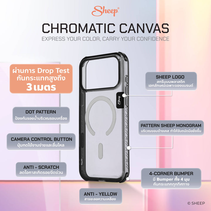 เคสใส ไอโฟน แบบสี ดำ iphone magsafe case กันกระแทก chromatic canvas