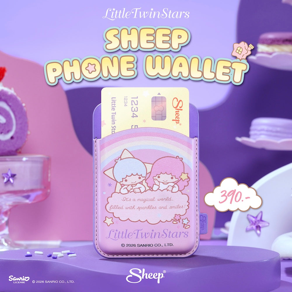 ที่ใส่บัตร แปะมือถือ little twin stars ใช้คู่เคส sanrio phone accessories ลิขสิทธิ์แท้ สีม่วง sheep phone wallet magsafe