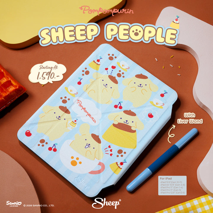 เคสไอแพด pompompurin สีเหลือง ฟ้า ipad case ปอมปอมปุริน ซานริโอ้ แถม ปลอกปากกา ลิขสิทธิ์แท้ sanrio กันงอ