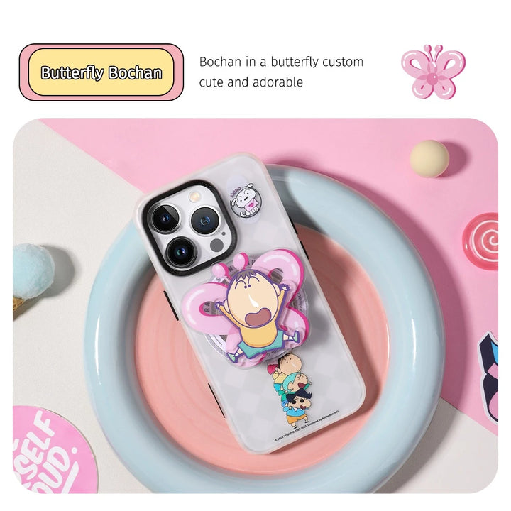 กริ๊บต๊อกมือถือ Crayon Shinchan ใช้คู่เคส Magsafe พื้นผิวด้านไม่ลื่นมือ Rock ขนาดพอดีมือ