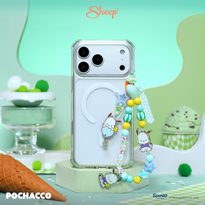pochacco phone charm โปเชโกะ ใช้คู่เคส sanrio ลิขสิทธิ์แท้ สีเขียว sheep accessories สายห้อยมือถือ ลูกปัด ซานริโอ้