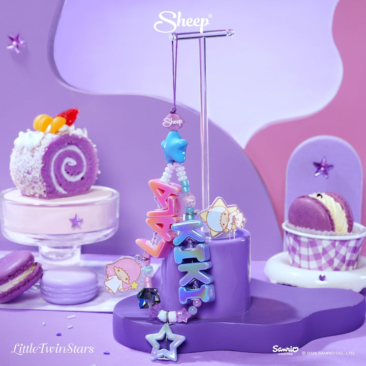 phone accessories little twin stars ใช้คู่เคส sanrio สายห้อยมือถือ ลิตเติลทวินสตาร์ ลูกปัด สีม่วง ลิขสิทธิ์แท้ charm ซานริโอ้