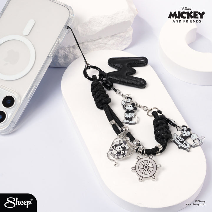 steam boat willie mickey mouse phone charm strap สายห้อยมือถือ มิคกี้ เม้าส์ สีดำ