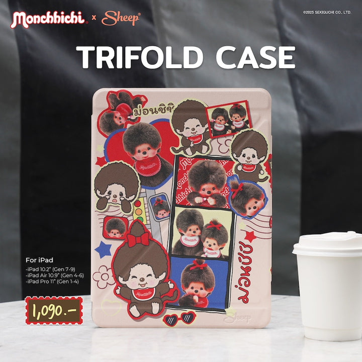 ม่อนชิชิ ดีไซน์ อักษรไทย เคสไอแพด สีน้ำตาล monchhichi ipad case น้ำหนักเบา ลิขสิทธิ์แท้ กันกระแทก
