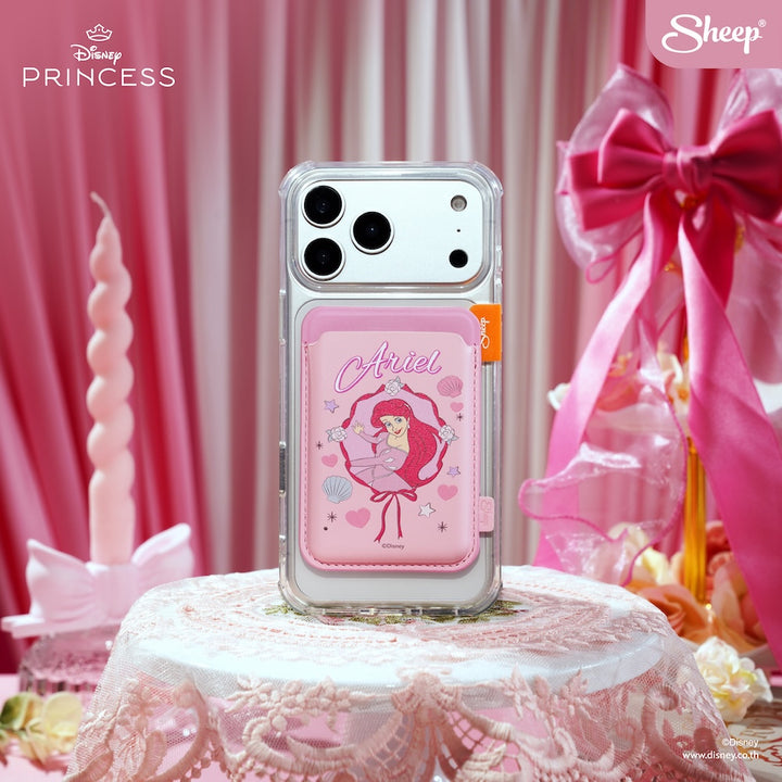 เจ้าหญิงดิสนีย์ แอเรียล ariel disney princess phone wallet ที่ใส่บัตร แปะมือถือ โบว์ สีชมพู accessories