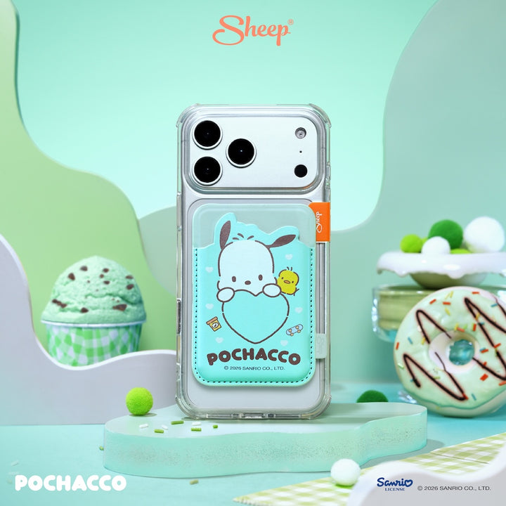 เคสใส่บัตร pochacco โปเชโกะ สีเขียว sheep phone wallet magsafe accessories ลิขสิทธิ์แท้ ใช้คู่เคส sanrio ซานริโอ้