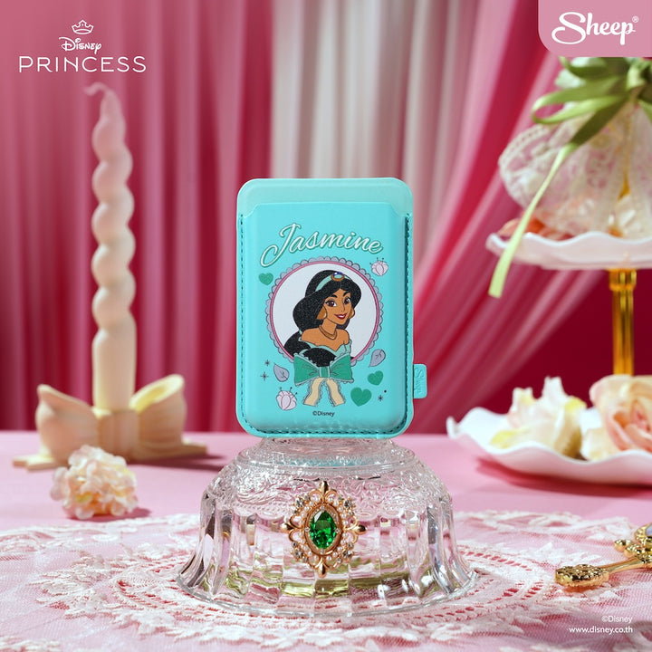 ที่ใส่บัตร แปะมือถือ disney princess เจ้าหญิงดิสนีย์ จัสมิน สีเขียว phone wallet เคสใส่บัตร jasmine accessories เคสใส่บัตร