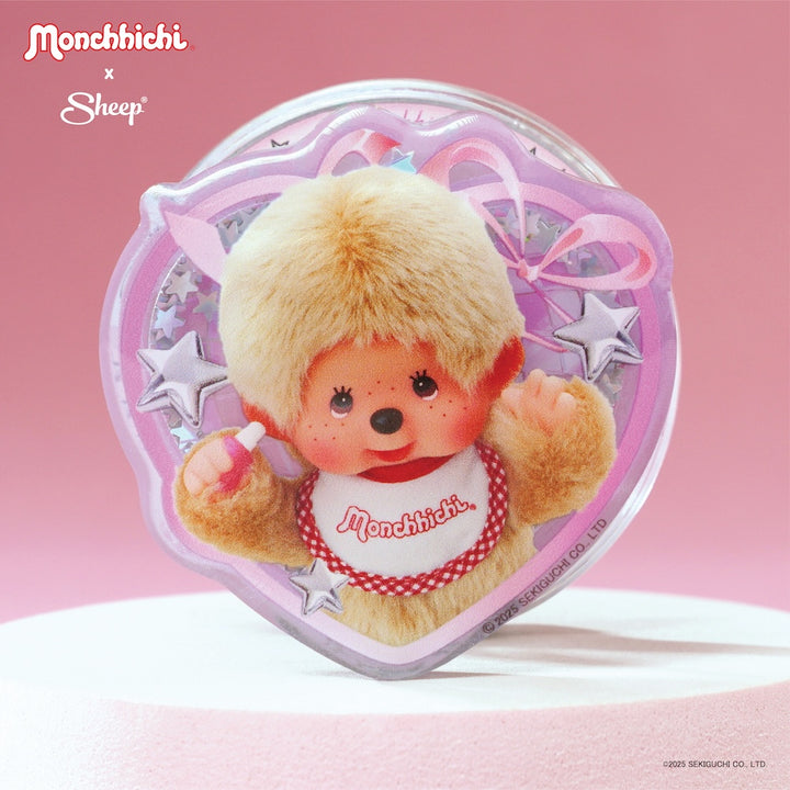 monchhichi beige ที่แปะมือถือ magsafe ม่อนชิชิ สีเบจ ทอง เขย่าได้ sheep phone grip มอนชิชิ ชมพู accessories