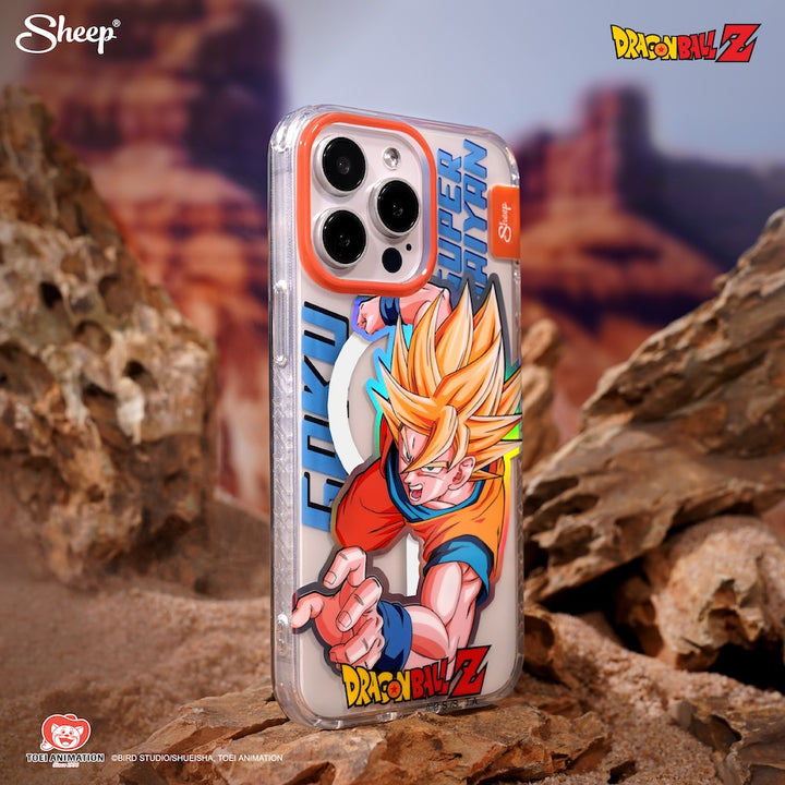 เคส MagSafe Dragon Ball Z โชว์ด้านข้าง แสดงตำแหน่งปุ่มกดที่ออกแบบมาให้ใช้งานง่าย