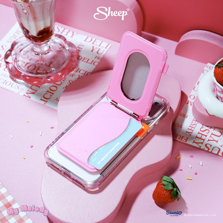 เคสใส่บัตร ตั้งได้ my melody มายเมโลดี้ สีชมพู phone wallet stand magsafe accessories ลิขสิทธิ์แท้ ใช้คู่เคส sanrio ซานริโอ้