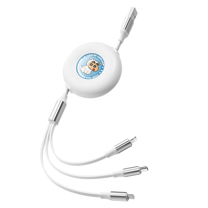 3in1 Cable ลายน่ารัก Crayon Shinchan สายเหลืองสด ความยาว 100cm รองรับชาร์จและซิงก์ข้อมูล