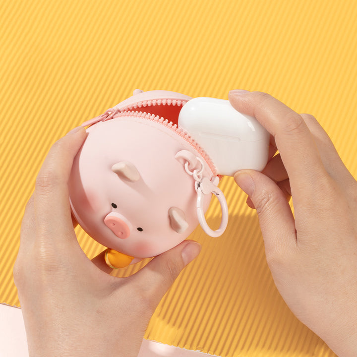 หมู ลูลู่ กระเป๋าใส่หูฟัง airpods มีตะขอห้อย lulu the piggy earphone bag rock