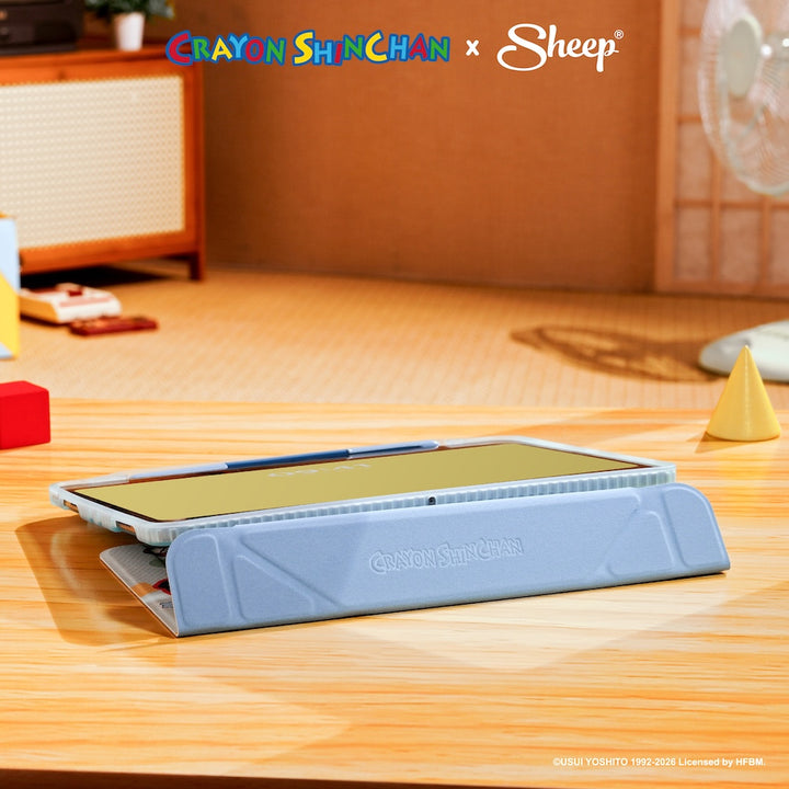 เคสไอแพด เครยอน ชินจัง ชุดนอน crayon shinchan ipad case สีเขียว ฟ้า ลิขสิทธิ์แท้ กันกระแทก กันงอ พับ ตั้งได้