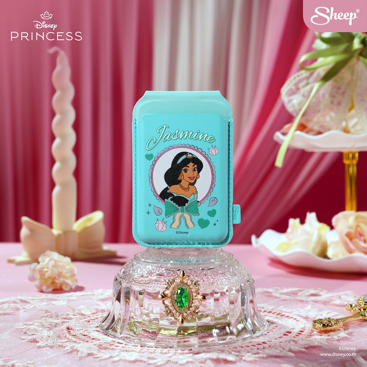 เจ้าหญิงดิสนีย์ jasmine phone wallet stand disney princess ที่ใส่บัตร แปะมือถือ กาง ตั้งได้ accessories card holder สีเขียว