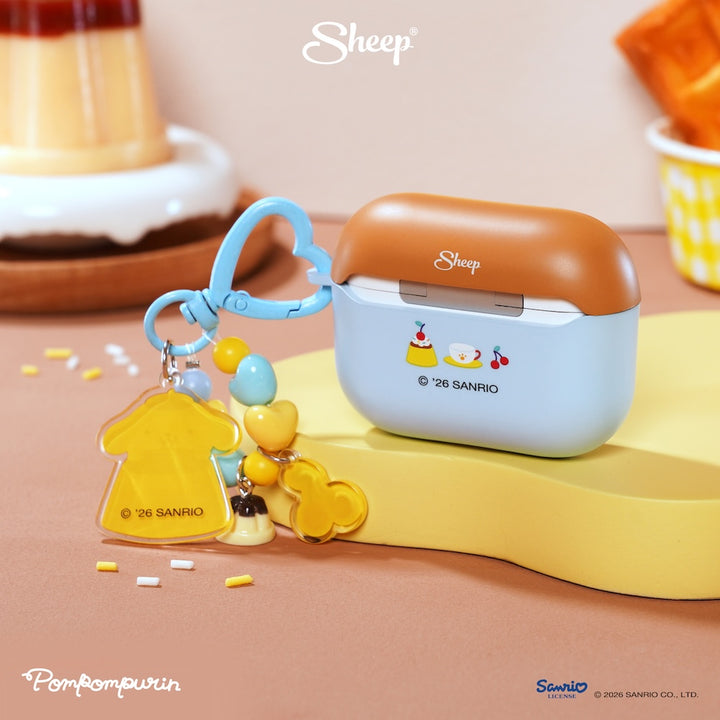 airpods case pompompurin เคสแอร์พอด 4 pro 3 สีฟ้า น้ำตาล ลิขสิทธิ์แท้ sanrio ซานริโอ้ พร้อมส่ง แถม พวงกุญแจ keyring