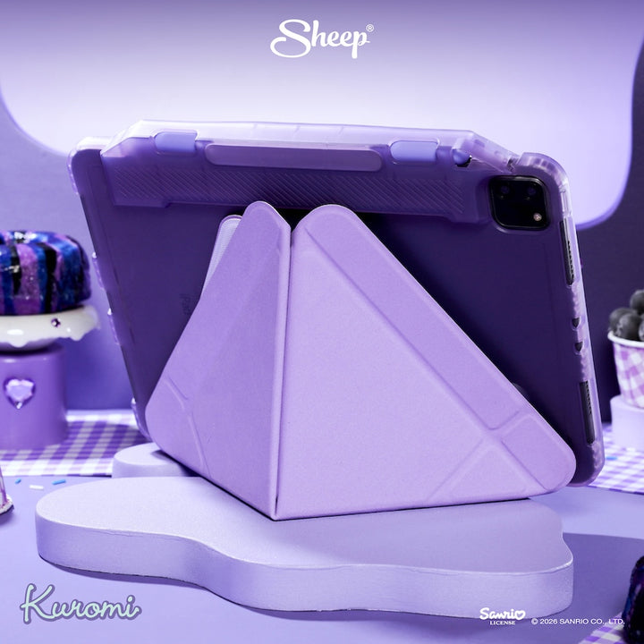 kuromi ipad case sanrio เคสไอแพด คุโรมิ กันกระแทก กันงอ ลิขสิทธิ์แท้ สีม่วง ดำ แถม ปลอกปากกา พับได้ แนวตั้ง นอน
