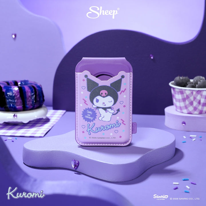 เคสใส่บัตร กาง ตั้งได้ kuromi คุโรมิ สีม่วง phone wallet stand magsafe accessories ลิขสิทธิ์แท้ ใช้คู่เคส sanrio ซานริโอ้
