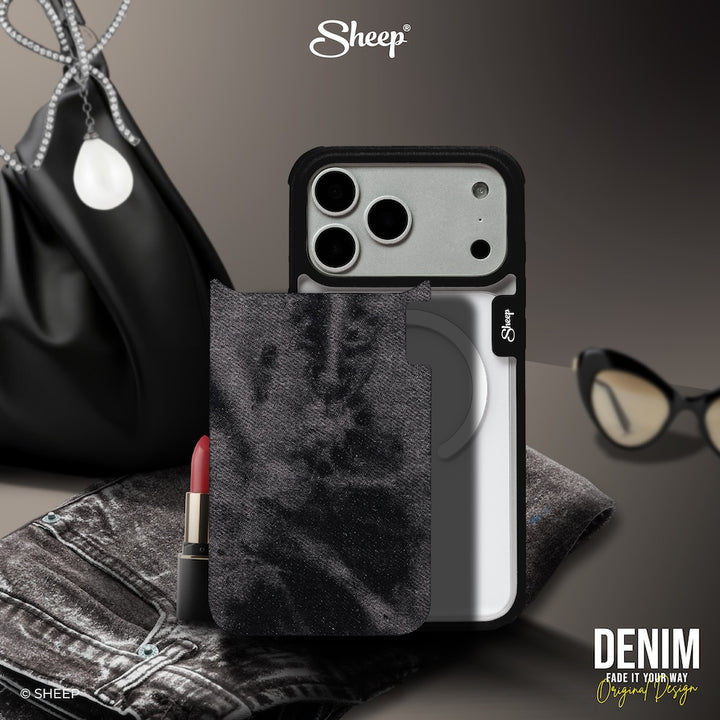 Jeans ถอดได้  เคส case iPhone 17 Pro Max ไอโฟน ยีนส์ magsafe แม่เหล็ก สี ดำ เดนิม Denim แถมฟรี keychain พวงกุญแจ