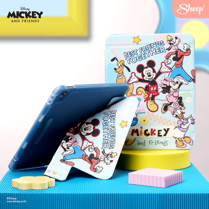 iPad case mickey mouse เคสไอแพด มิคกี้ เมาส์ สีฟ้า พับแนวตั้งได้ น้ำหนักเบา