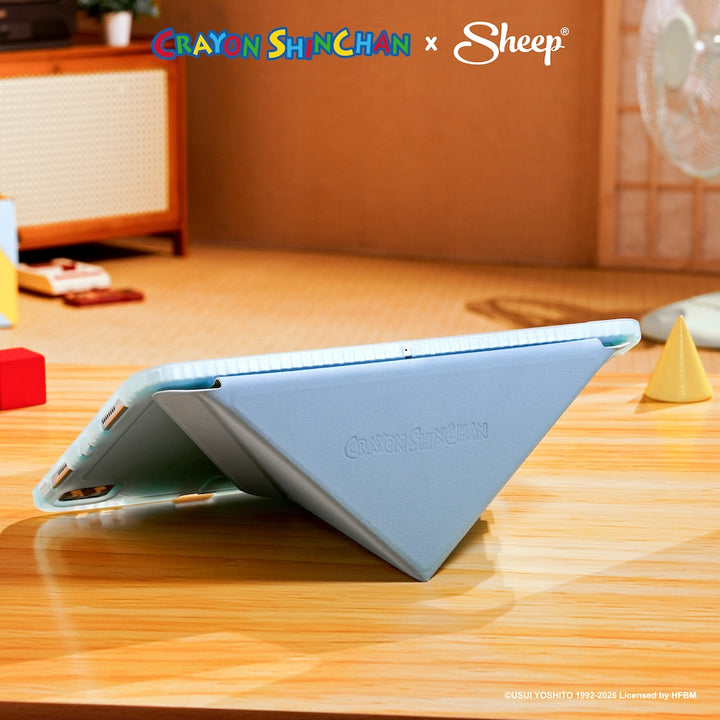 ipad case เคสไอแพด เครยอน ชินจัง สีเขียว ฟ้า crayon shinchan ลิขสิทธิ์แท้ กันกระแทก น้ำหนักเบา พกง่าย จด วาด เขียน ตั้งได้