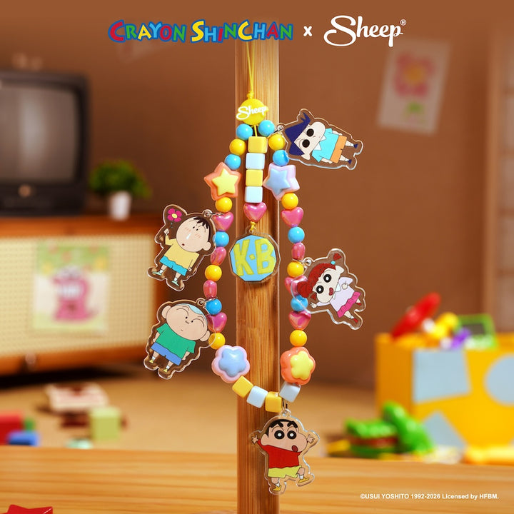 สายห้อยมือถือ Phone Charm ชินจัง ลิขสิทธิ์แท้ Crayon Shinchan ลูกปัดอะคริลิก 3D Friends ดีไซน์ Accessories ใช้คู่เคส สีฟ้า