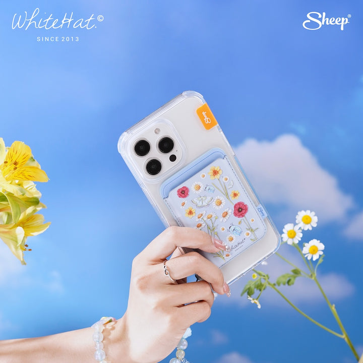 ของใช่คู่เคส ลายดอกไม้ เคสไอโฟน whitehat iPhone Magsafe ใส่บัตร
