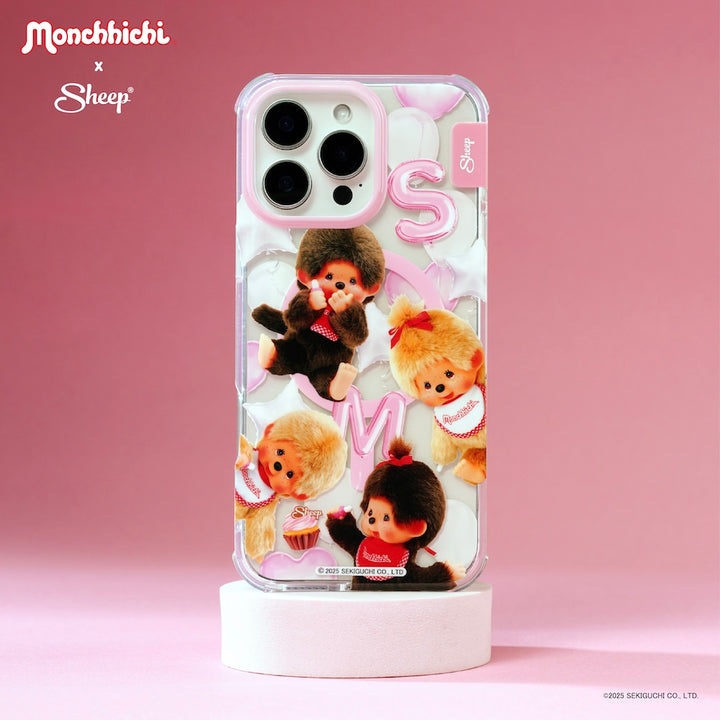 sheep canvas เคส ไอโฟน สีชมพู ม่อนชิชิ สีเบจ ทอง มอนชิชิ magsafe iphone case monchhichi beige