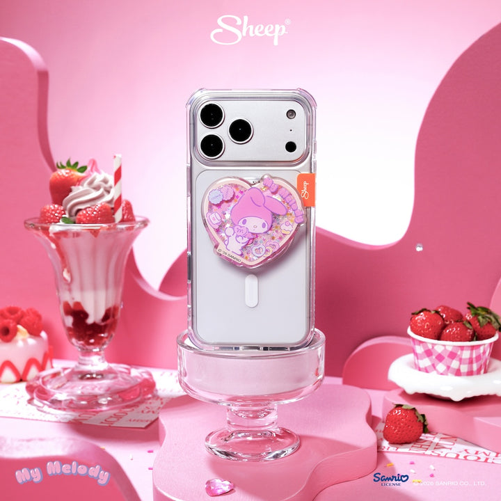 phone accessories my melody ใช้คู่เคส sanrio ลิขสิทธิ์แท้ ที่แปะมือถือ มายเมโลดี้ ซานริโอ้ magsafe สีชมพู เขย่าได้ griptok
