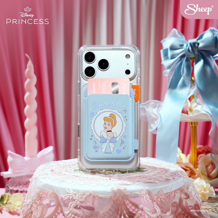 cinderella disney princess phone wallet stand เจ้าหญิงดิสนีย์ ซินเดอเรลล่า ที่ใส่บัตร แปะมือถือ กาง ตั้งได้ accessories สีฟ้า