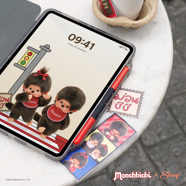 monchhichi เคสไอแพด ม่อนชิชิ สีน้ำตาล กันงอ กันกระแทก ipad case ลิขสิทธิ์แท้