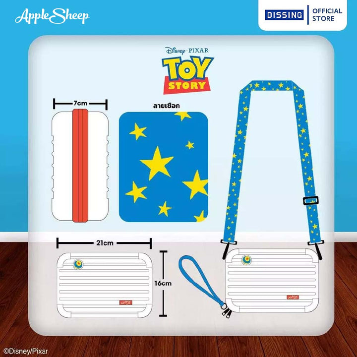 DISSING DS LUGGAGE BAG Toy Story ทอย สตอรี่ pixar กระเป๋าสะพายข้าง พลาสติก กันน้ำ Disney ดิสนีย์ ลิขสิทธิ์แท้ สีขาว แดง ฟ้า