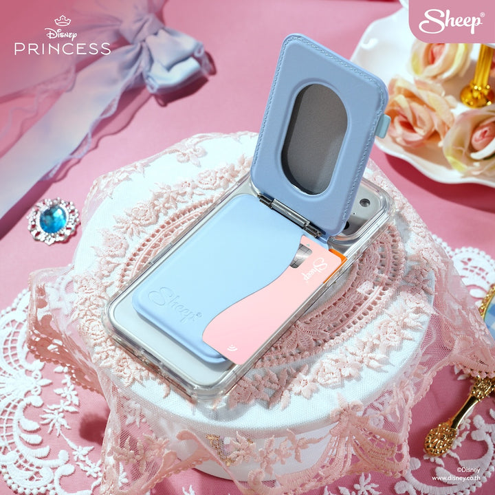 ที่ใส่บัตร แปะมือถือ กาง ตั้งได้ disney princess เจ้าหญิงดิสนีย์ ซินเดอเรลล่า สีฟ้า phone wallet stand เคสใส่บัตร cinderella